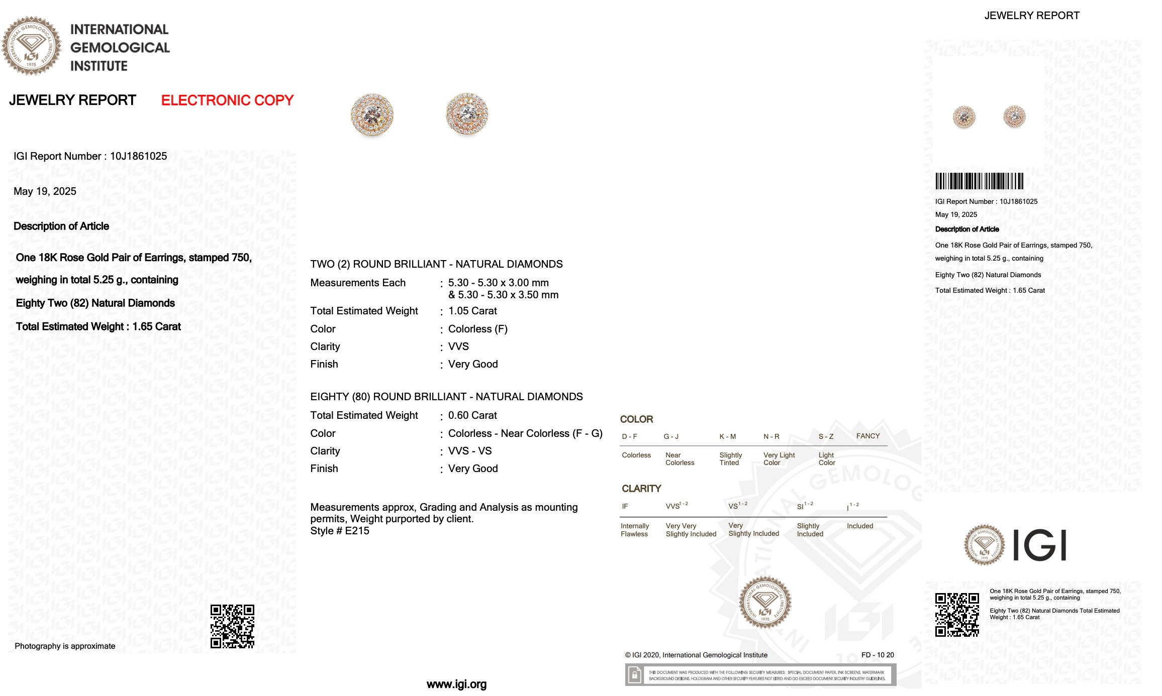 Sophisticated 1.65ct Diamonds Double Halo Stud Earrings in 18k Rose Gold in vendita 1