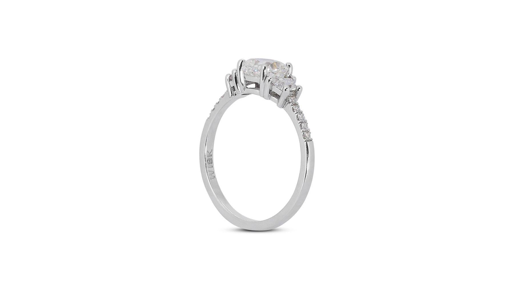 Cushion Cut Sophisticated 1.80ct Diamonds 3-Stone Ring in 18k White Gold - GIA Certified