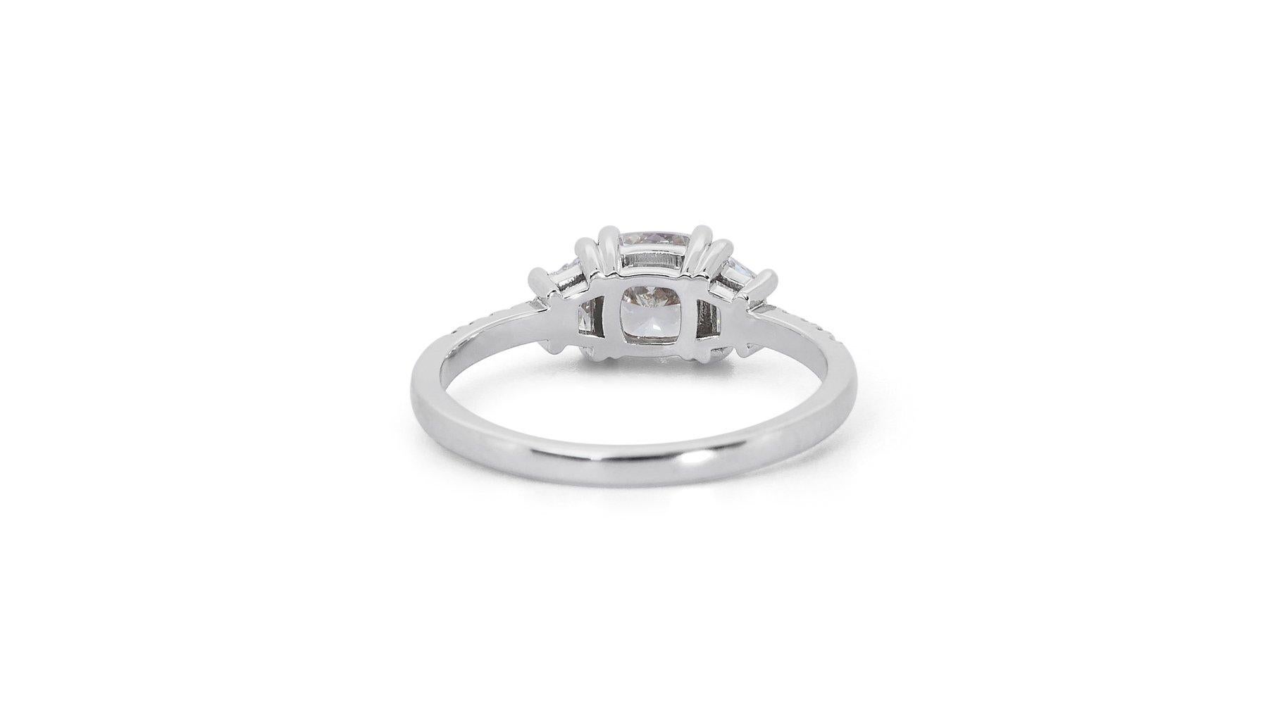 Sophisticated 1.80ct Diamonds 3-Stone Ring in 18k White Gold - GIA Certified 1