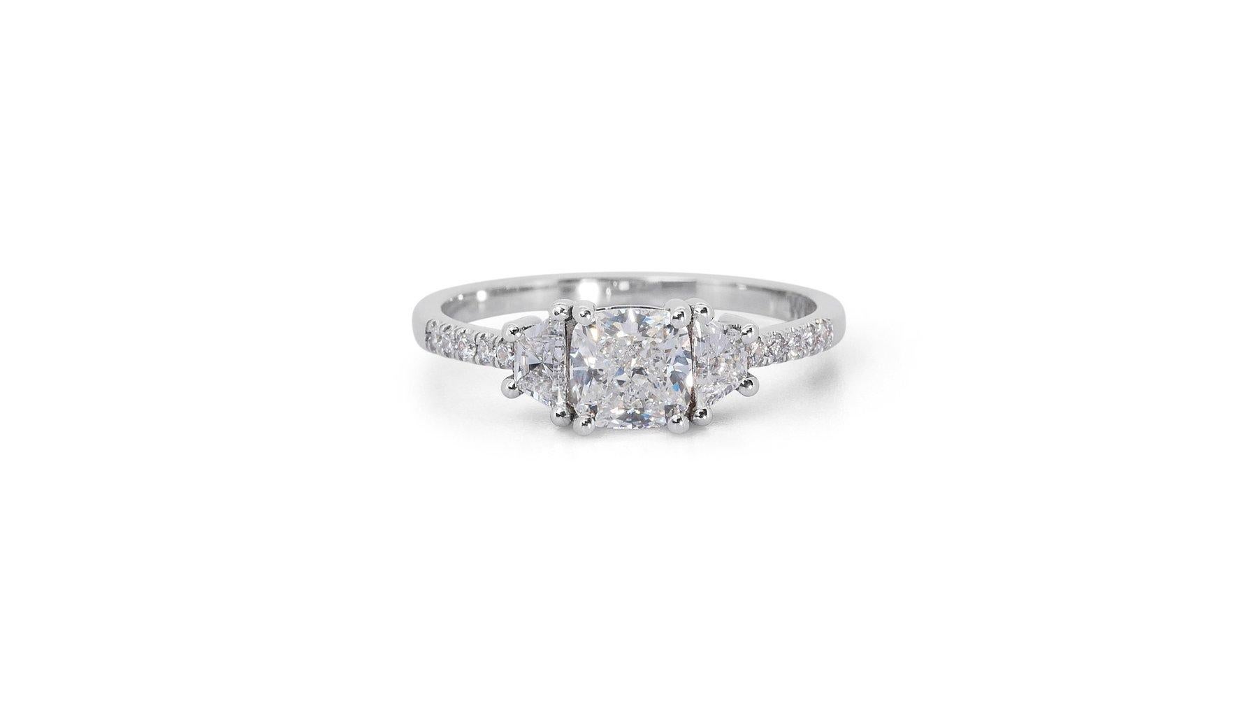 Sophisticated 1.80ct Diamonds 3-Stone Ring in 18k White Gold - GIA Certified 3
