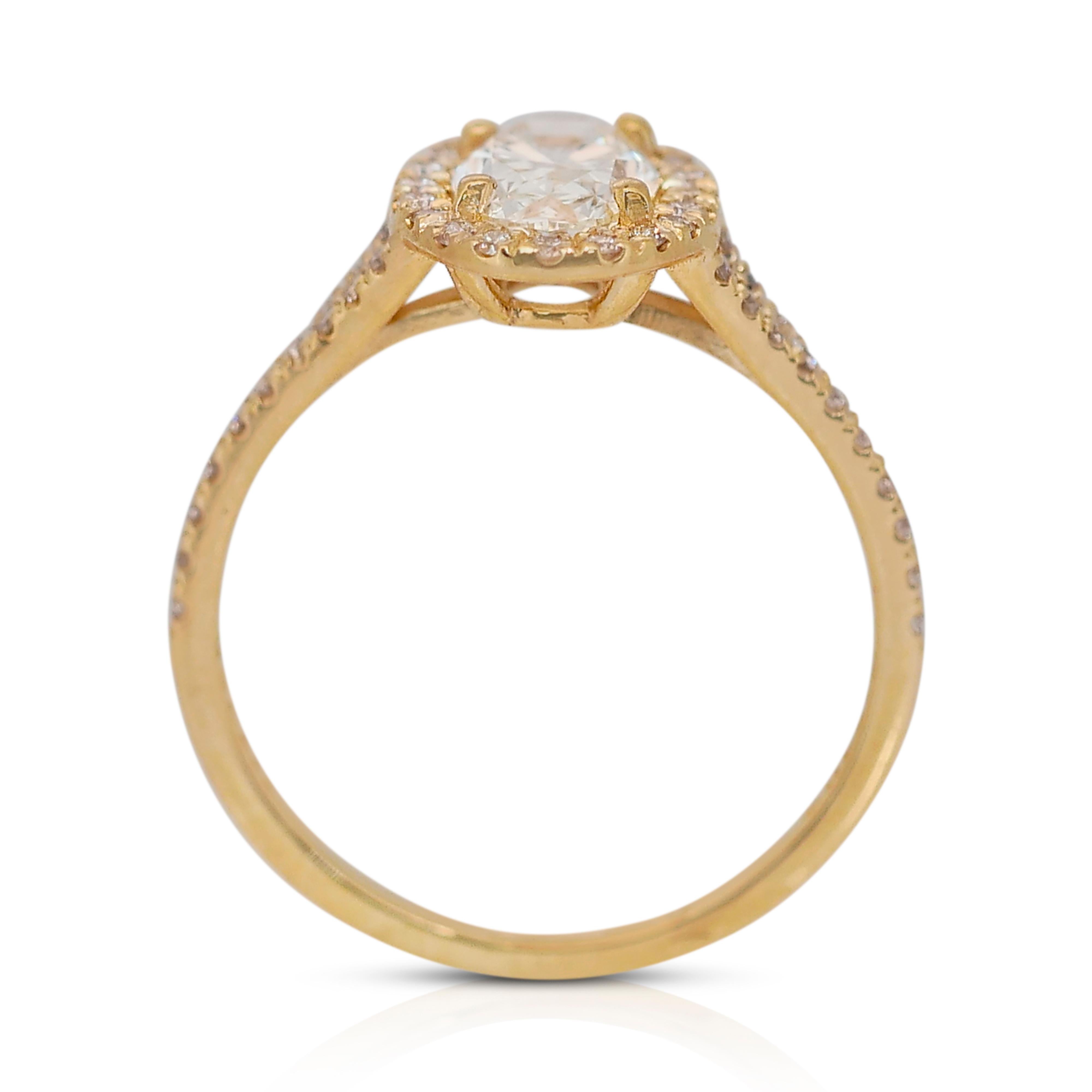 Sophisticated 1.80ct Diamonds Halo Ring in 18k Yellow Gold - GIA Certified 3