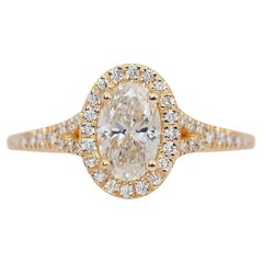 Sophisticated 1.80ct Diamonds Halo Ring in 18k Yellow Gold - GIA Certified