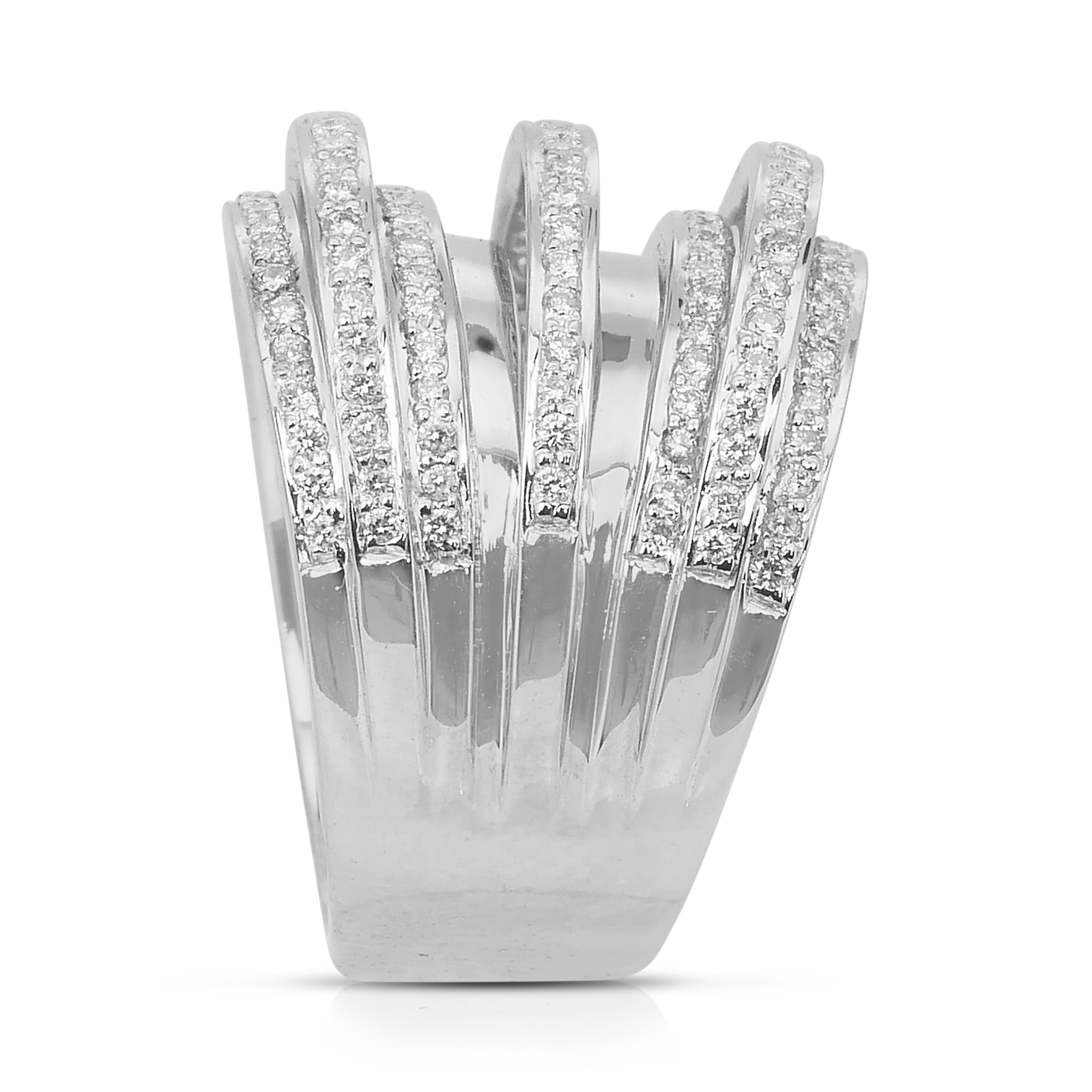 De las mujeres Sofisticado Anillo de Cóctel de Diamantes de 1,87ct en Oro Blanco de 18k - Certificado IGI en venta