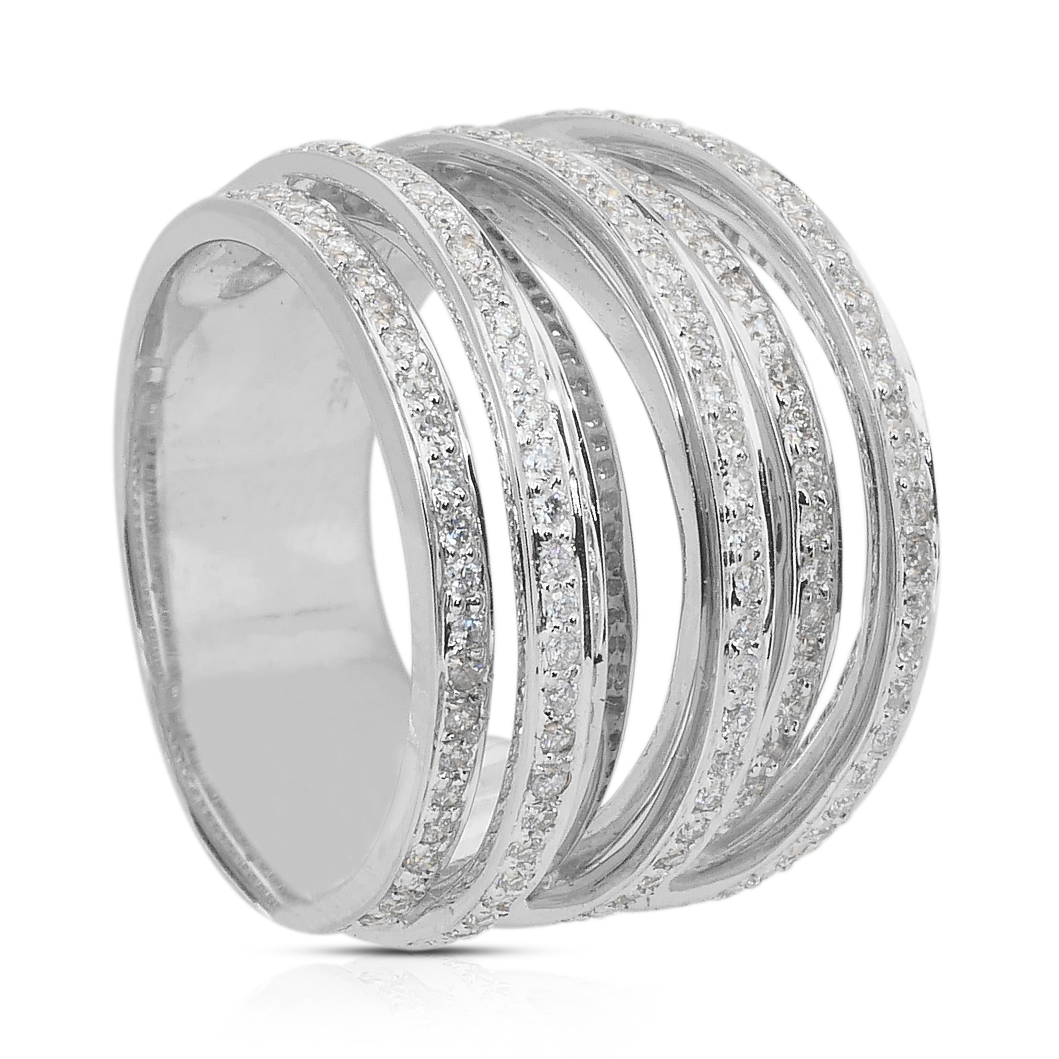 Sofisticado Anillo de Cóctel de Diamantes de 1,87ct en Oro Blanco de 18k - Certificado IGI en venta 2
