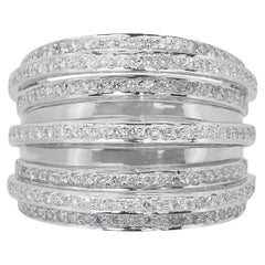 Raffinierter Cocktailring mit 1,87 Karat Diamanten in 18k Weißgold - IGI zertifiziert