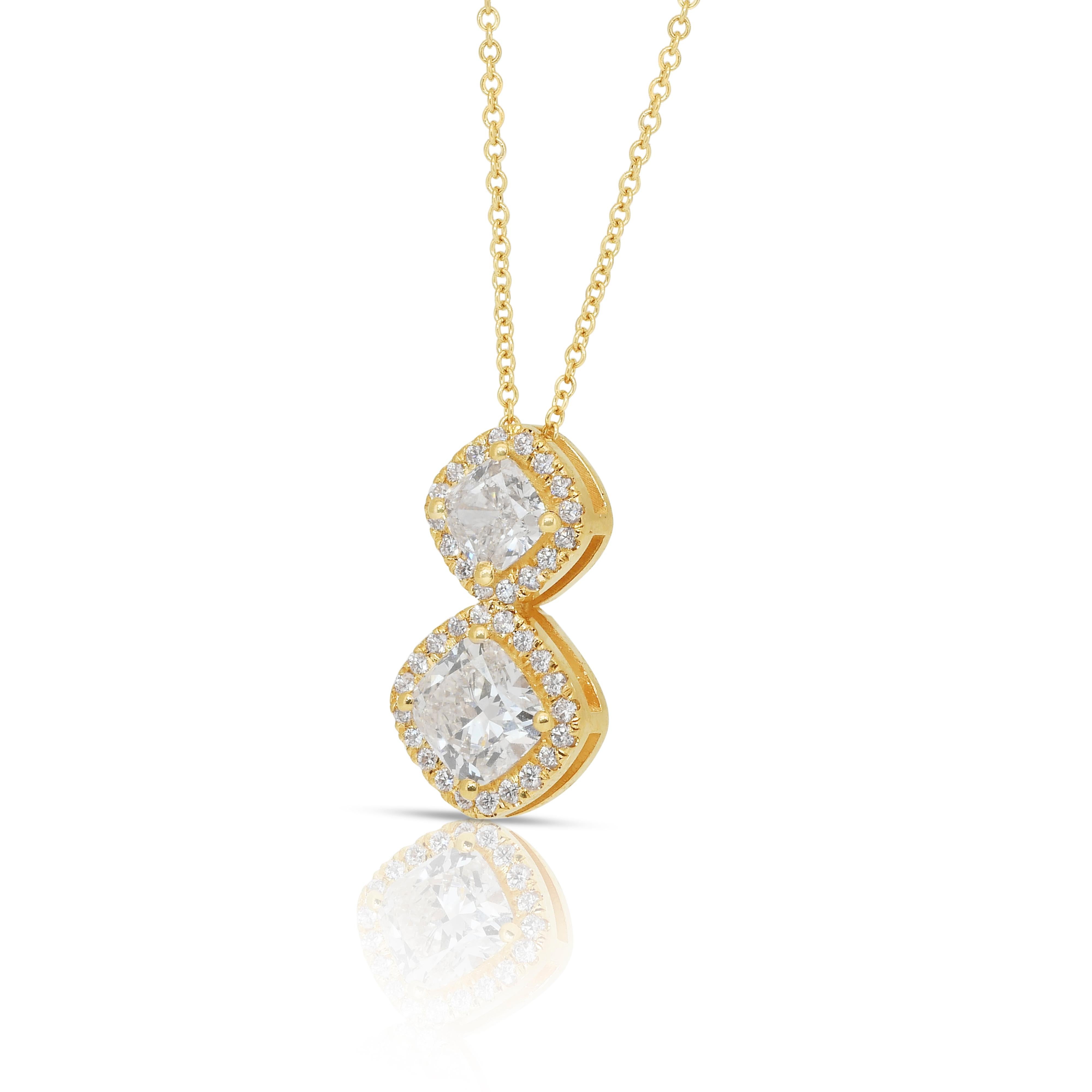 Collier sophistiqué de 1,89ct de diamants en or jaune 18k - certifié IGI Neuf - En vente à רמת גן, IL