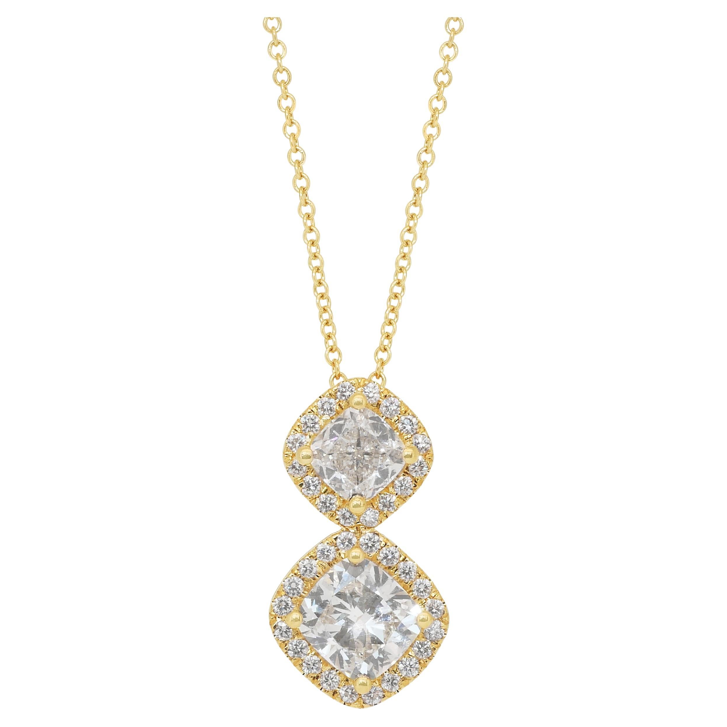 Anspruchsvolle 1,89ct Diamanten Halskette in 18k Gelbgold - IGI zertifiziert