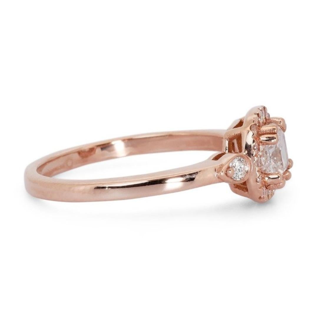 Brilliant Cut Sophisticated 18K Rose Gold Halo Diamond Ring with 1.33ct - GIA Certified