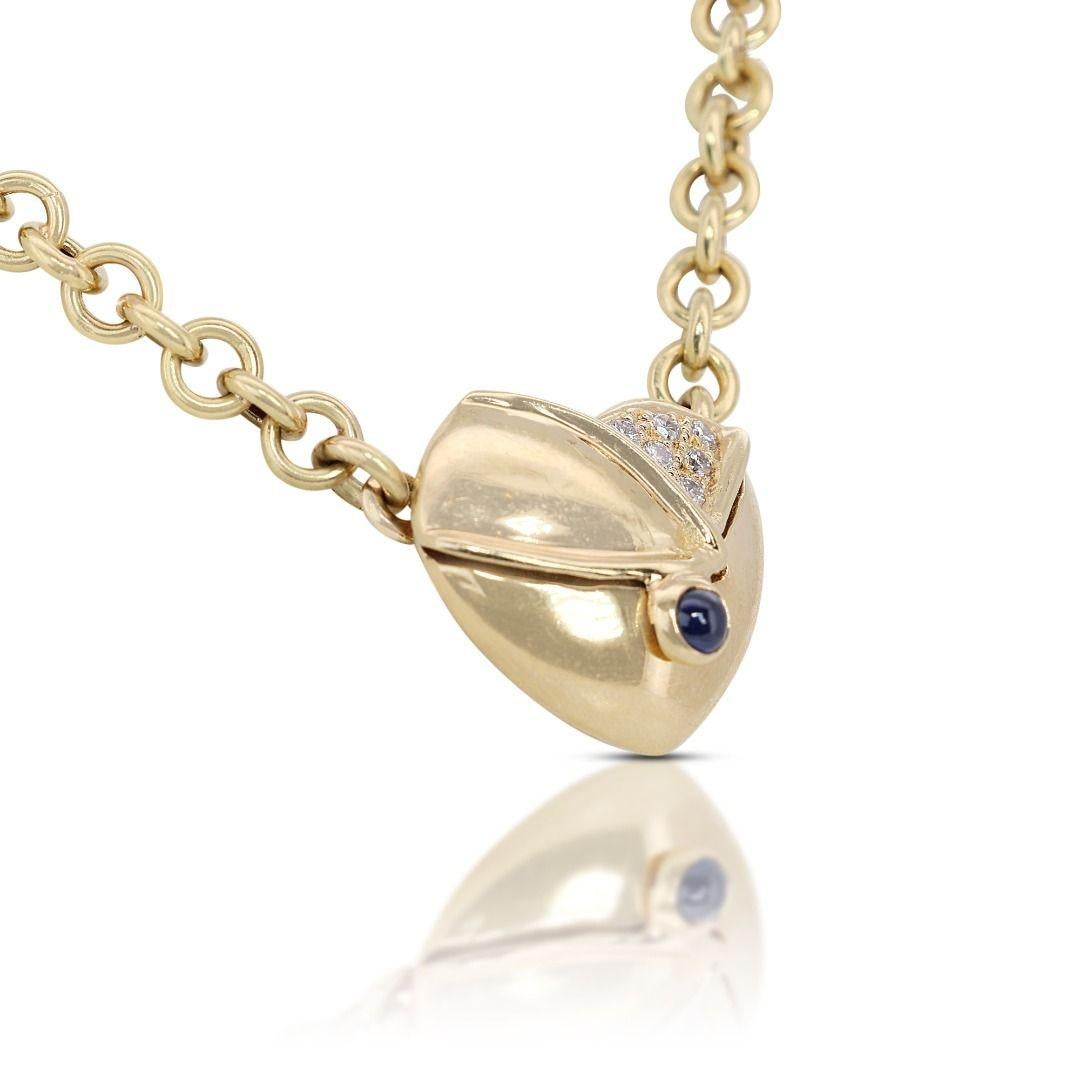 Round Cut Sophisticated 18K Yellow Gold Necklace with Sapphire and Diamond For Sale