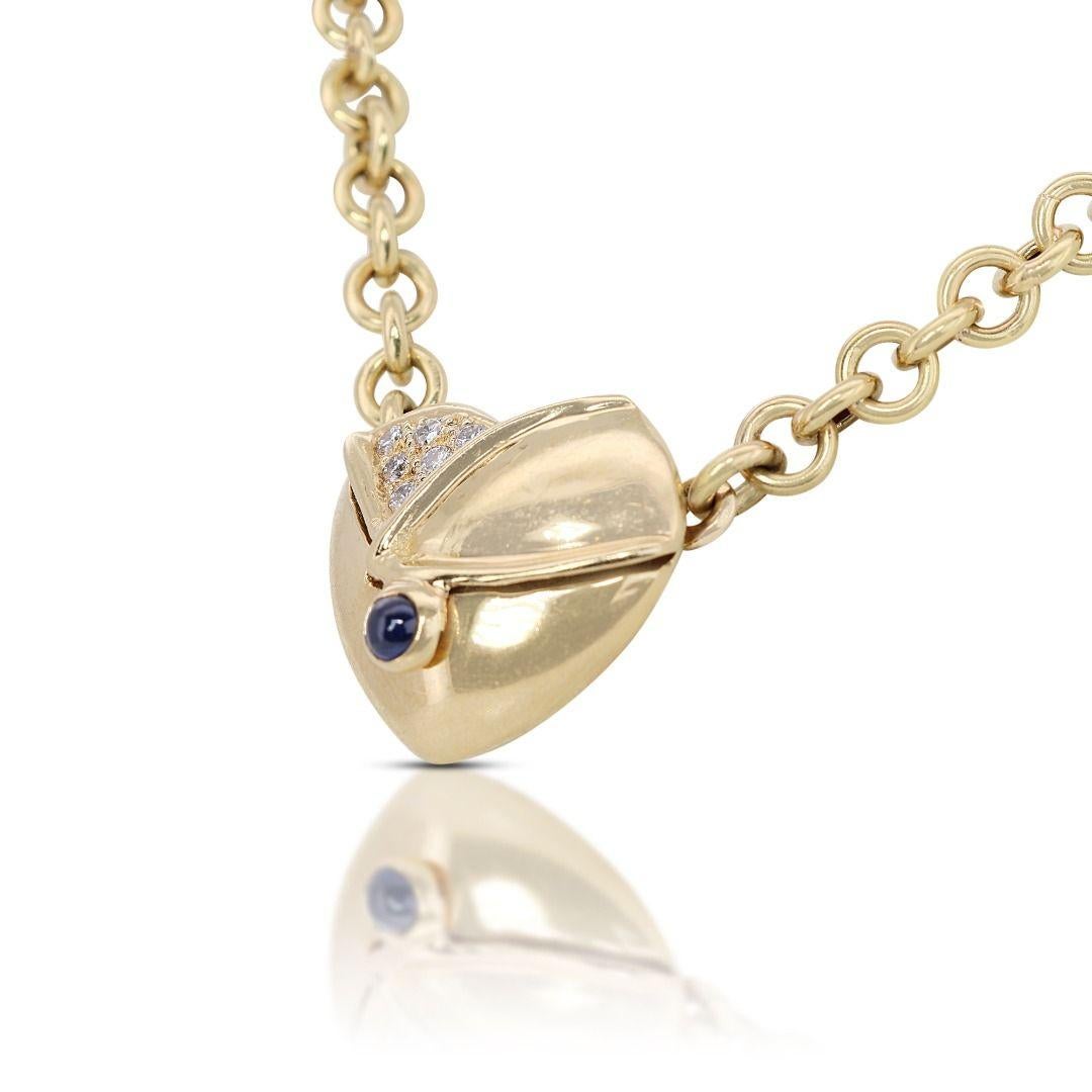 Sophisticated 18K Yellow Gold Necklace with Sapphire and Diamond In New Condition For Sale In רמת גן, IL
