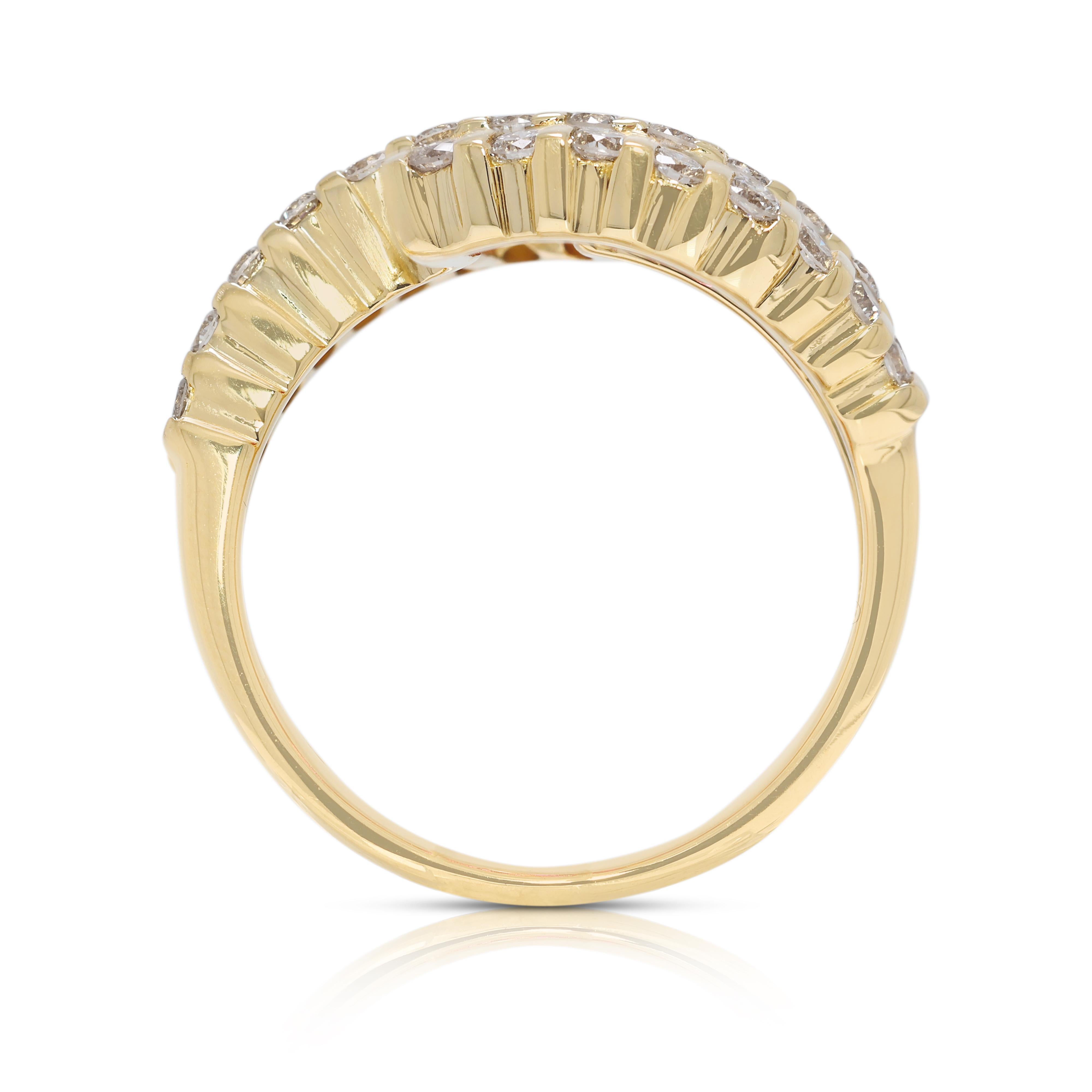Bague ondulée en or jaune 18 carats avec rubis et diamants naturels de 2,36 ct. en vente 2