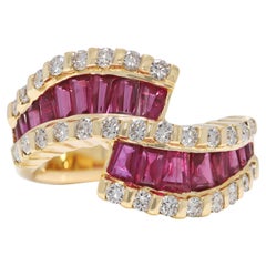 Raffinierter 2,36ct Rubin & natürlicher Diamant Wellenring aus 18K Gelbgold