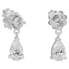 Sophisticated 2.43ct Diamonds Drop Earrings in 18k White Gold - GIA Certified Sophisticated 2.43ct Diamonds Drop Earrings in 18k White Gold - GIA Certified