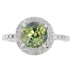 Sophisticated 2.45ct Green Sapphire and Diamond Ring in 18K White Gold
