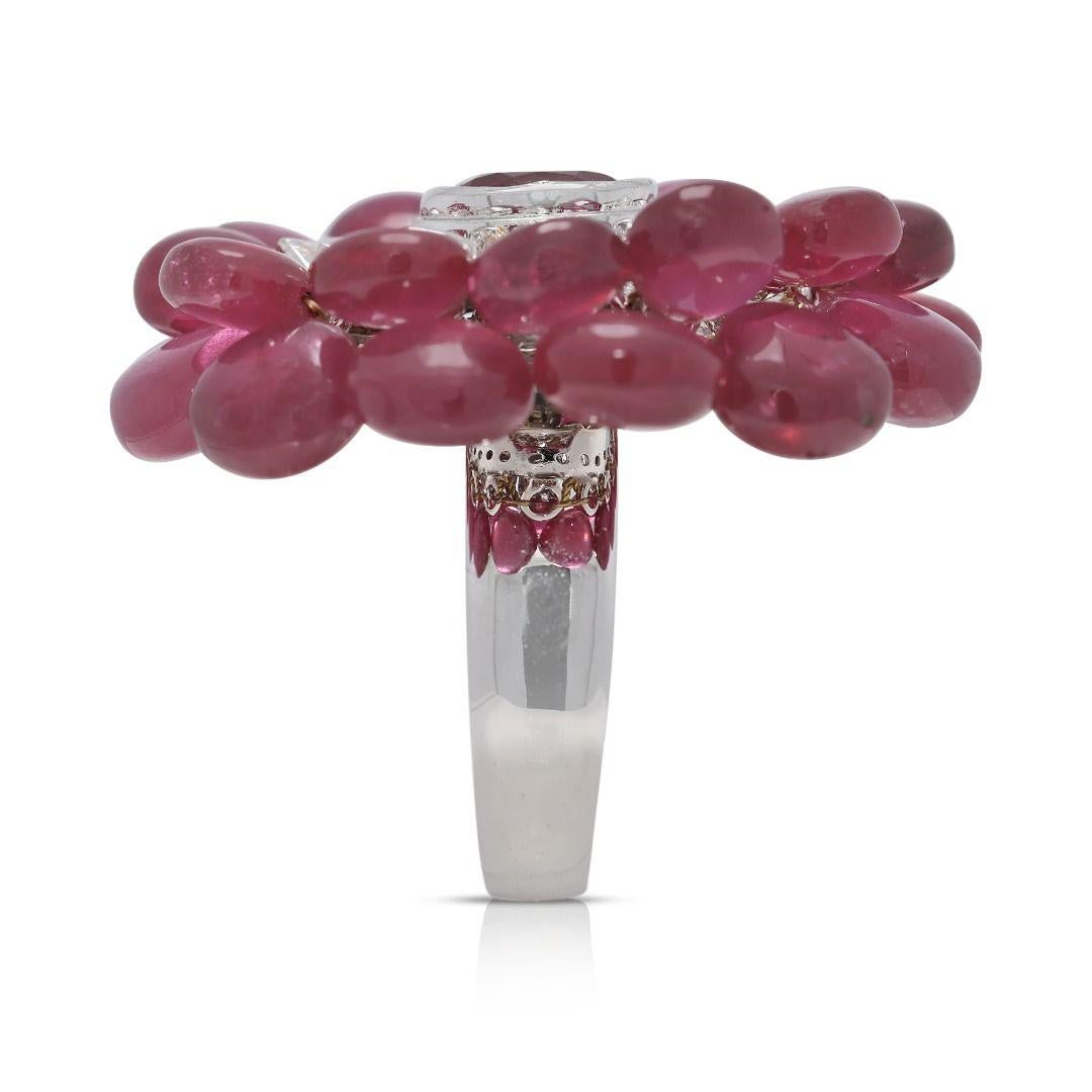 Raffinierter Ring mit 2,48 Karat Rubin und natürlichen Diamanten aus 18 Karat Weißgold Damen im Angebot
