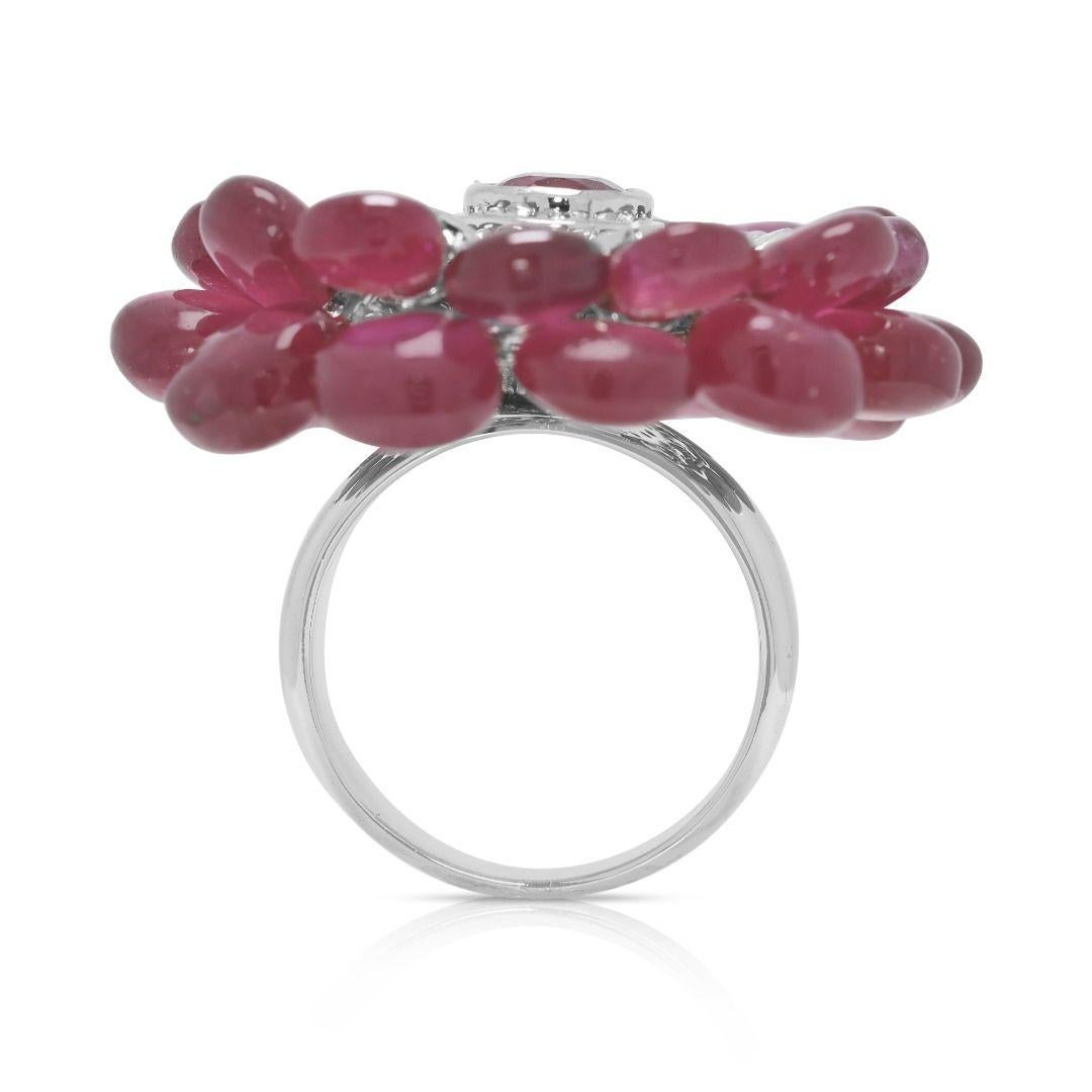 Raffinierter Ring mit 2,48 Karat Rubin und natürlichen Diamanten aus 18 Karat Weißgold im Angebot 1