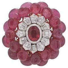 Sophisticated 2.48ct Ruby & Natural Diamonds Ring Splendor in 18K White Gold
