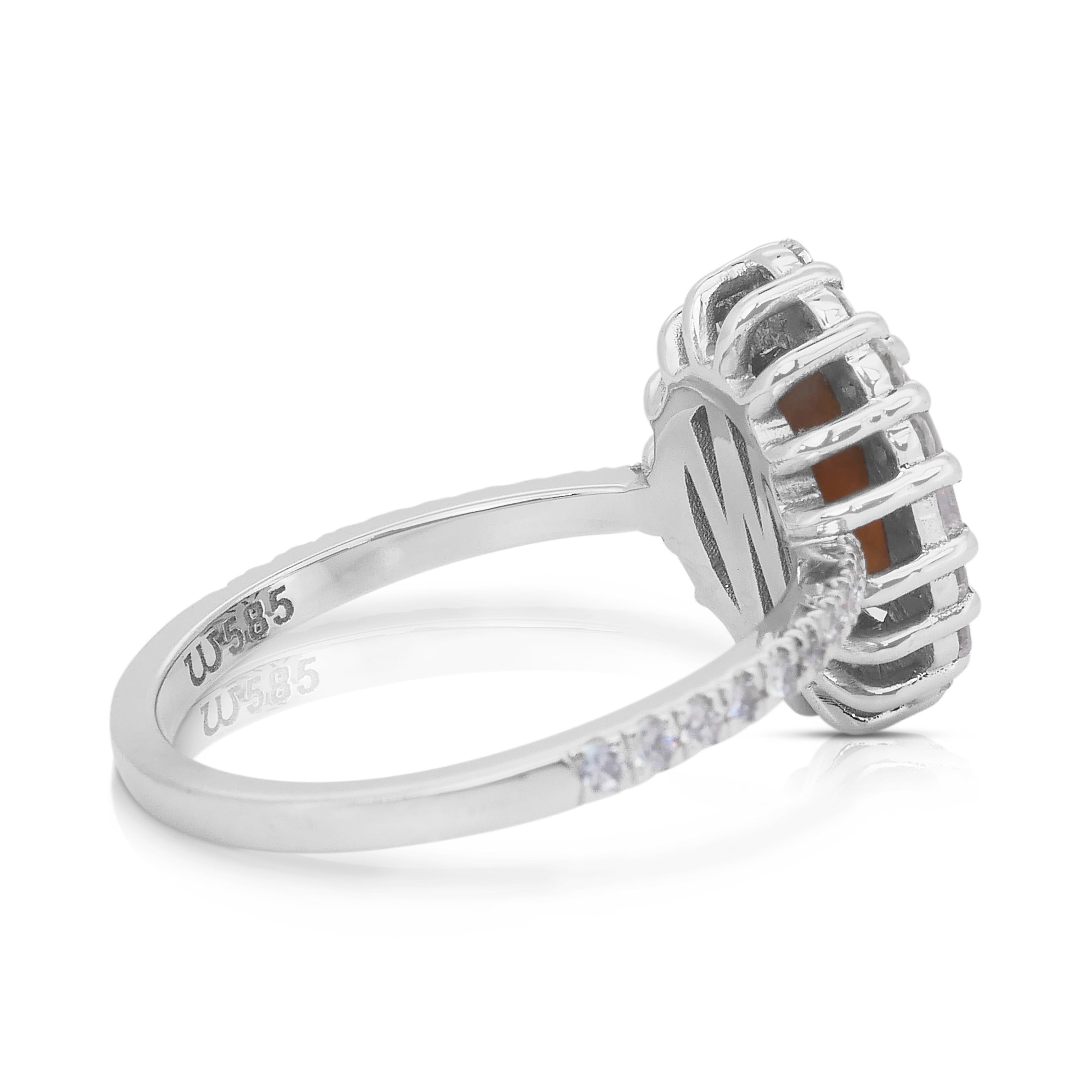 Oval Cut Sophisticated 2.77ct Cat's-Eye Chrysoberyl and Diamonds Cluster Ring For Sale