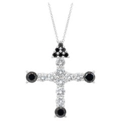 Sophisticated 3.54ct Diamonds Necklace with Cross Pendant in 18k White Gold