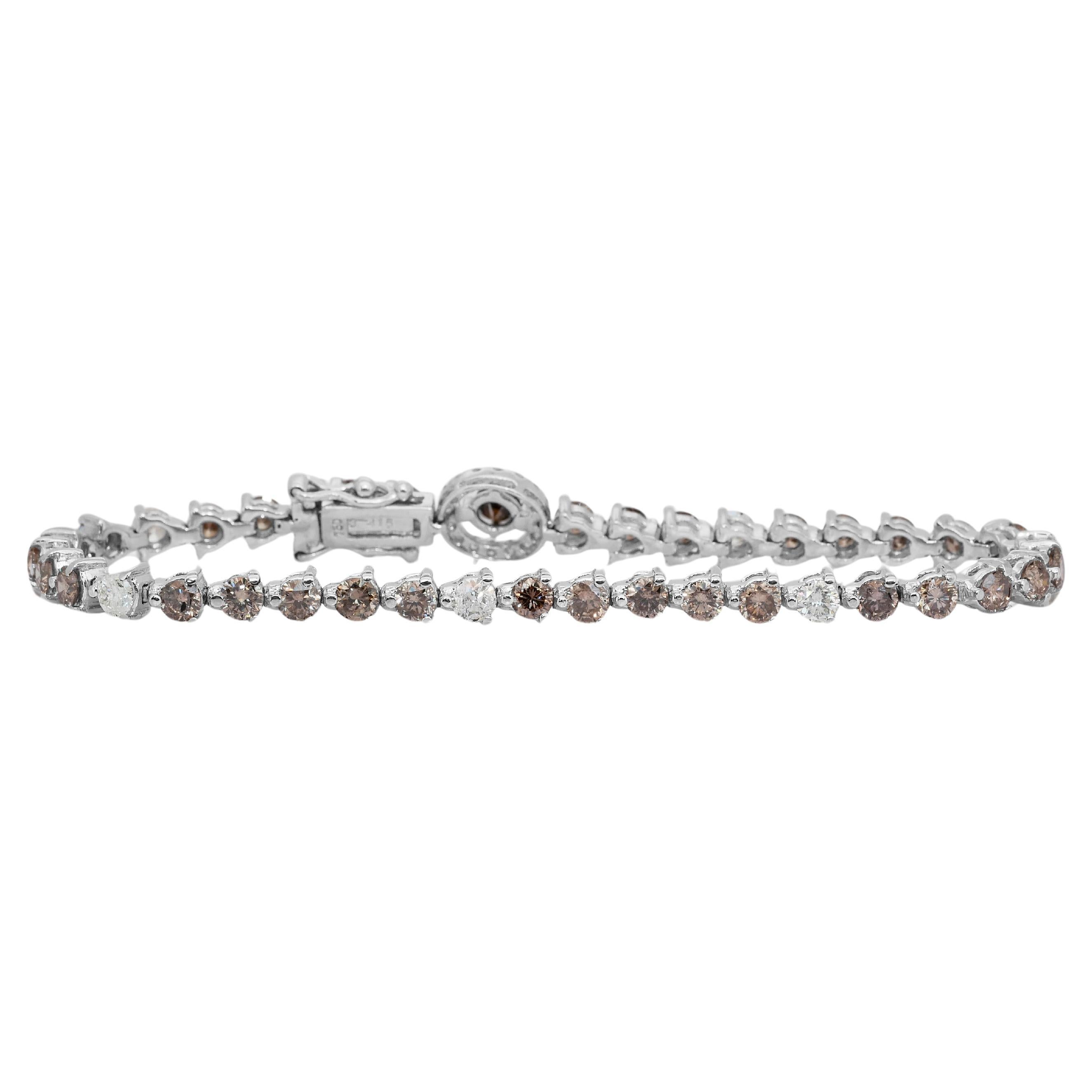 Bracelet sophistiqué de 6.25ct de diamants en or blanc 18k - certifié IGI