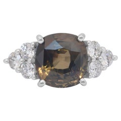 Raffiniertes 7,14 Karat Chrysopras und Diamanten in 14k Weißgold - GIA-zertifiziert