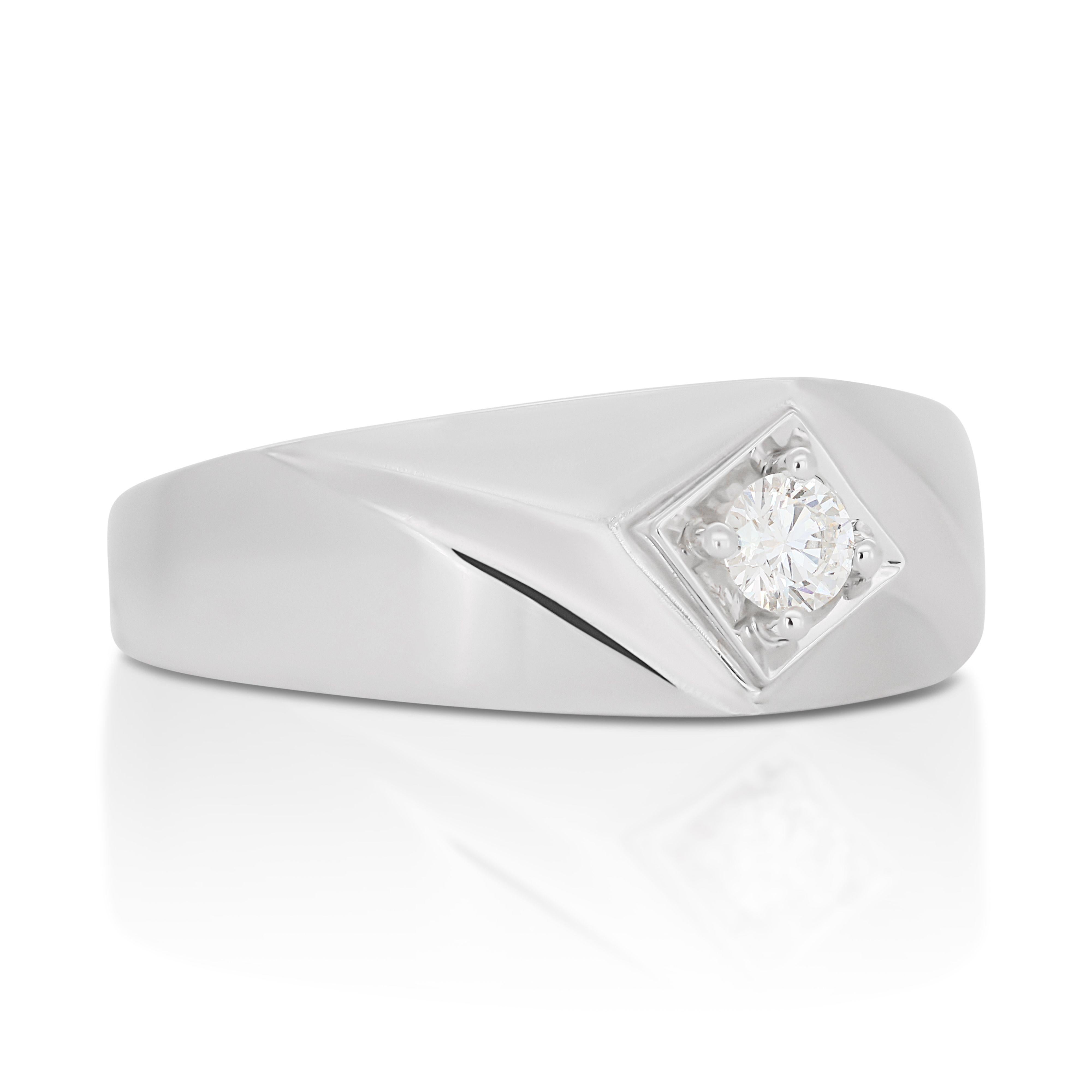 Raffinierter Ring aus 9 Karat Weißgold mit 0,15 Karat natürlichem Diamanten im Zustand „Neu“ im Angebot in רמת גן, IL
