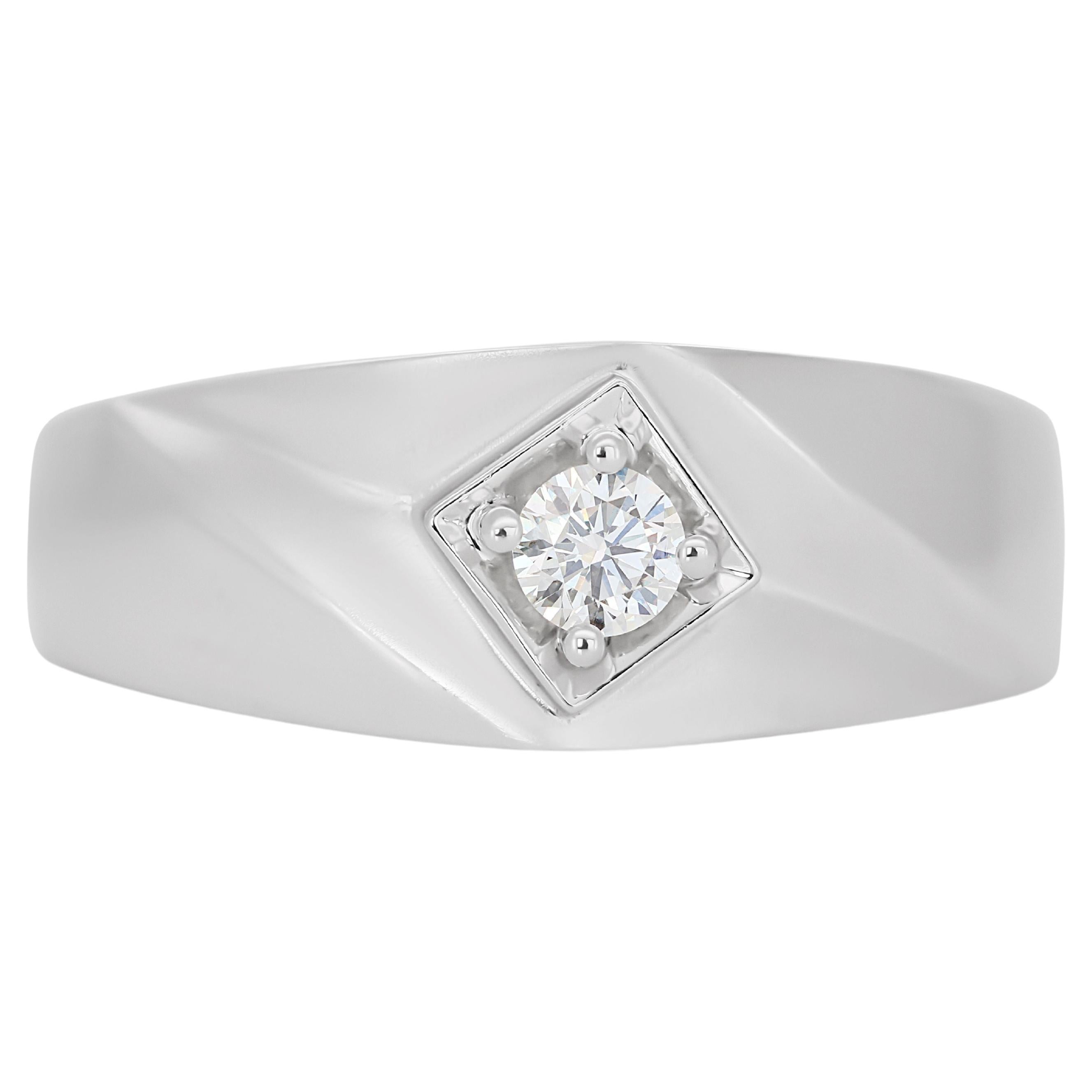 Sophisticated 9K White Gold Ring with 0.15ct Natural Diamond For Sale