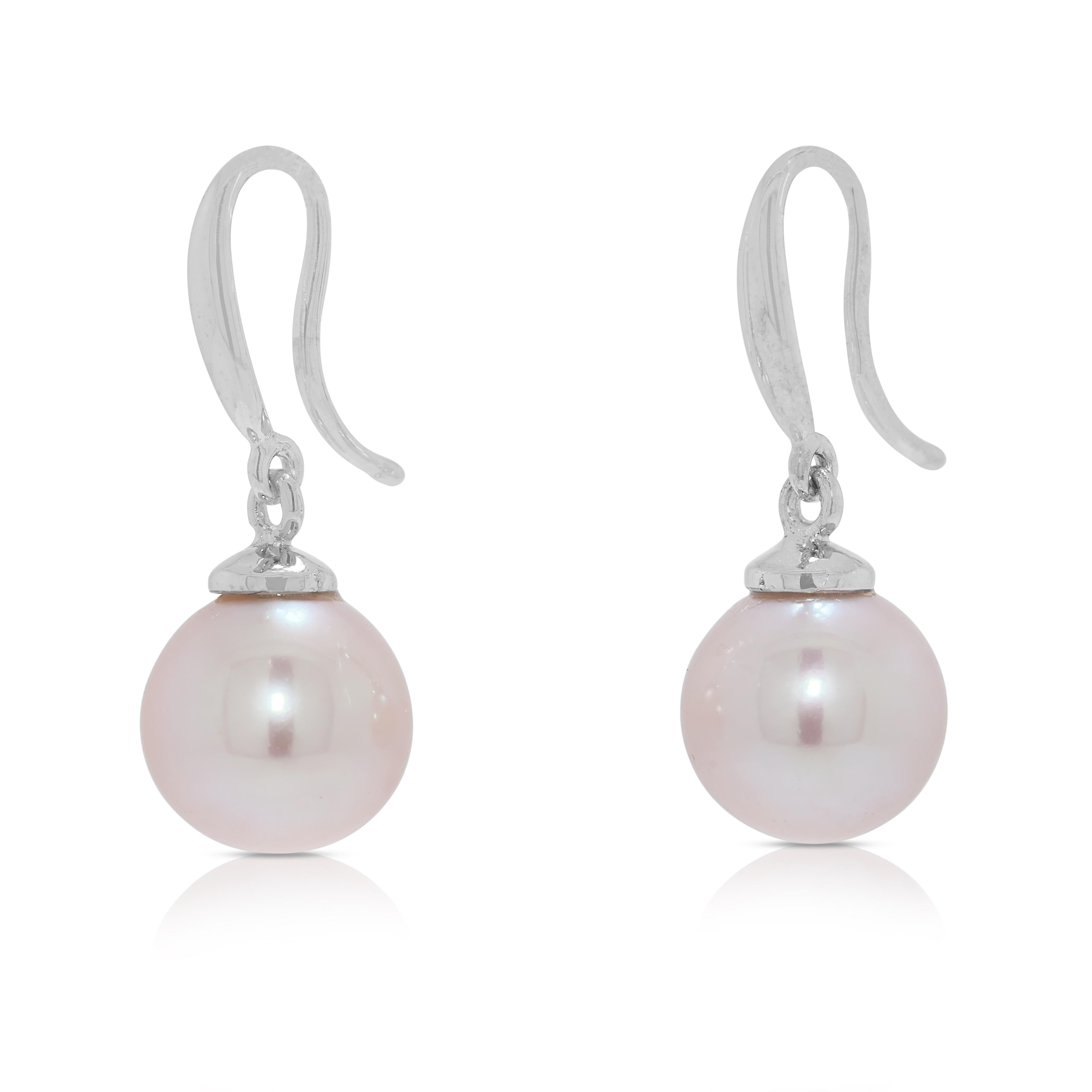 Donna Sofisticati orecchini pendenti con perle Akoya in oro bianco 18 carati in vendita