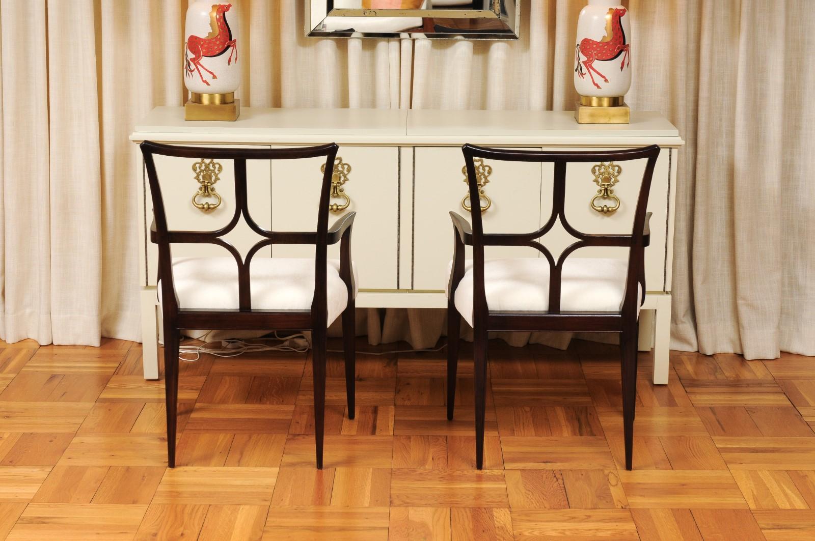 Sophisticated ALL ARM Set of 12 Star Back Chairs in Espresso by Tommi Parzinger For Sale 3