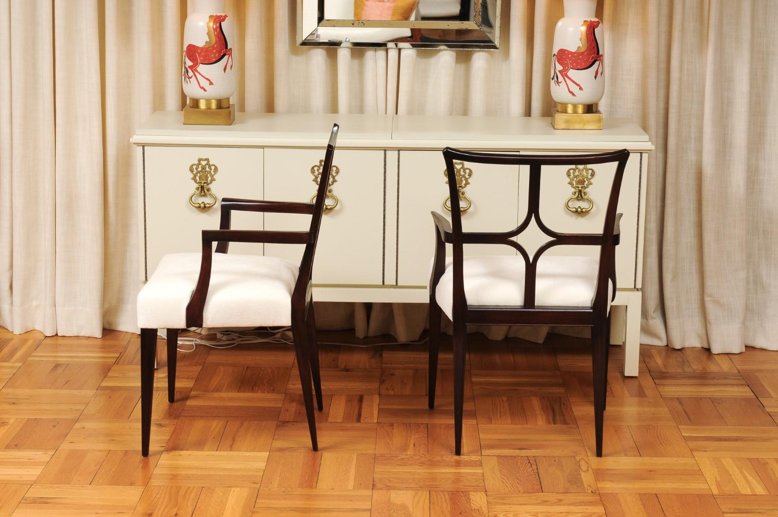 Sophisticated ALL ARM Set of 12 Star Back Chairs in Espresso by Tommi Parzinger For Sale 4
