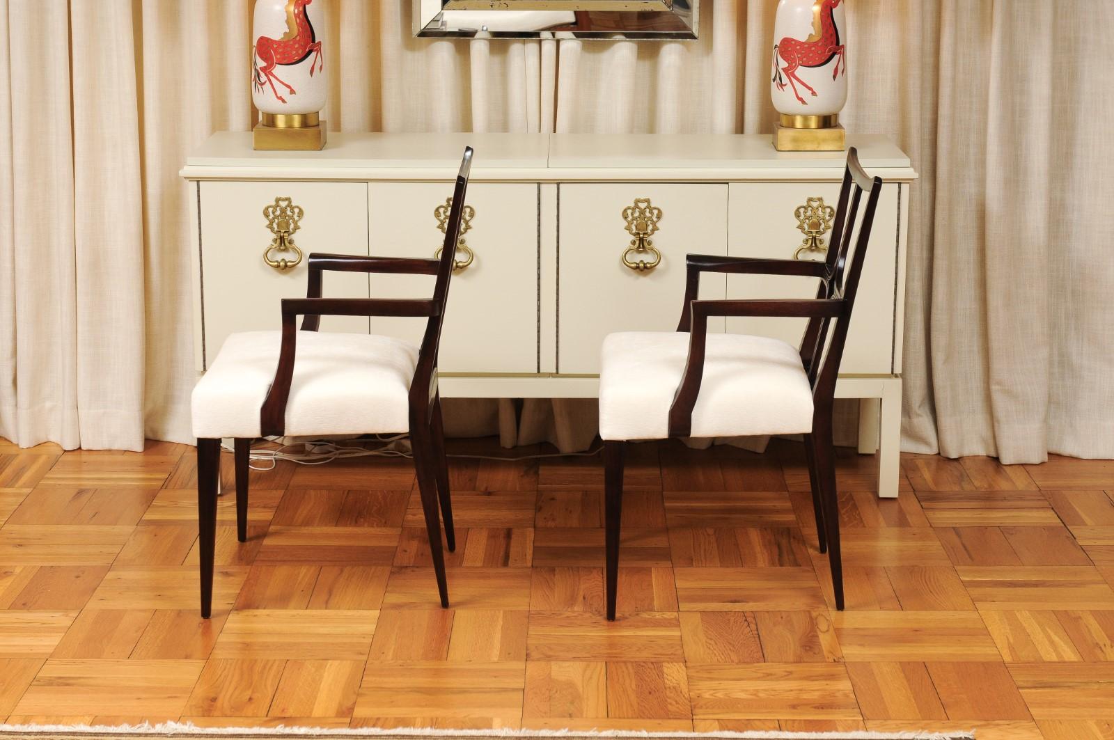 Sophisticated ALL ARM Set of 12 Star Back Chairs in Espresso by Tommi Parzinger For Sale 5