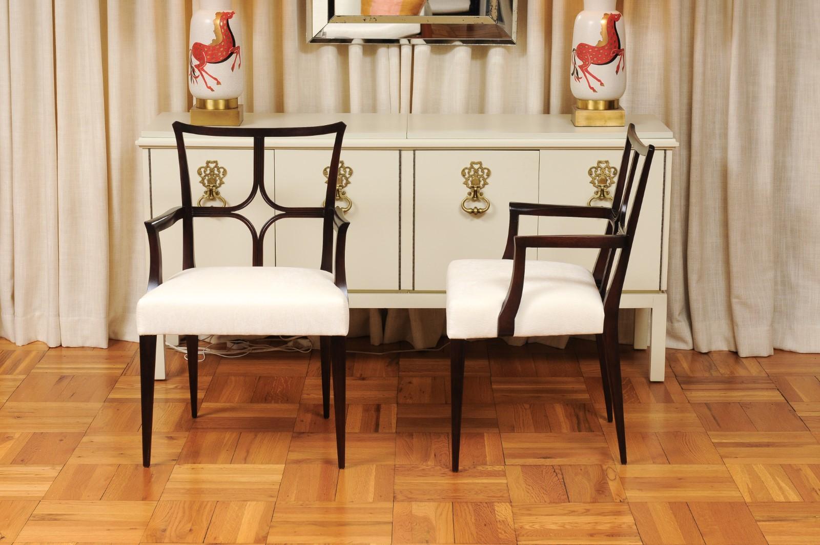 Sophisticated ALL ARM Set of 12 Star Back Chairs in Espresso by Tommi Parzinger For Sale 6