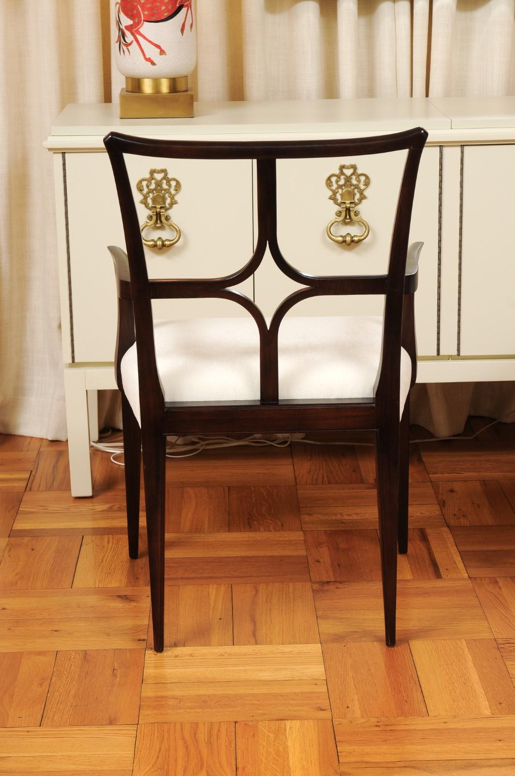 Sophisticated ALL ARM Set of 12 Star Back Chairs in Espresso by Tommi Parzinger For Sale 10
