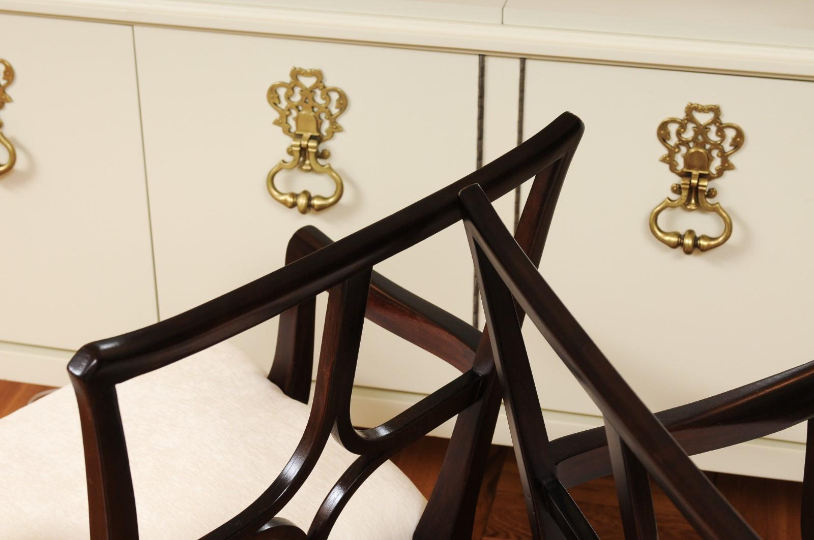 Sophisticated ALL ARM Set of 12 Star Back Chairs in Espresso by Tommi Parzinger For Sale 11