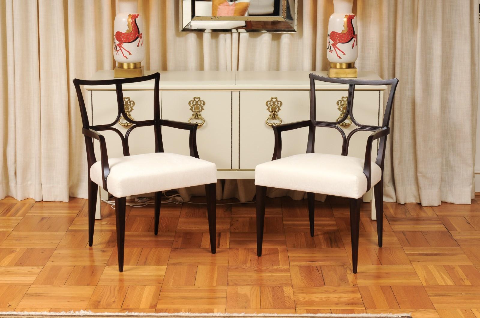 Sophisticated ALL ARM Set of 12 Star Back Chairs in Espresso by Tommi Parzinger For Sale 12