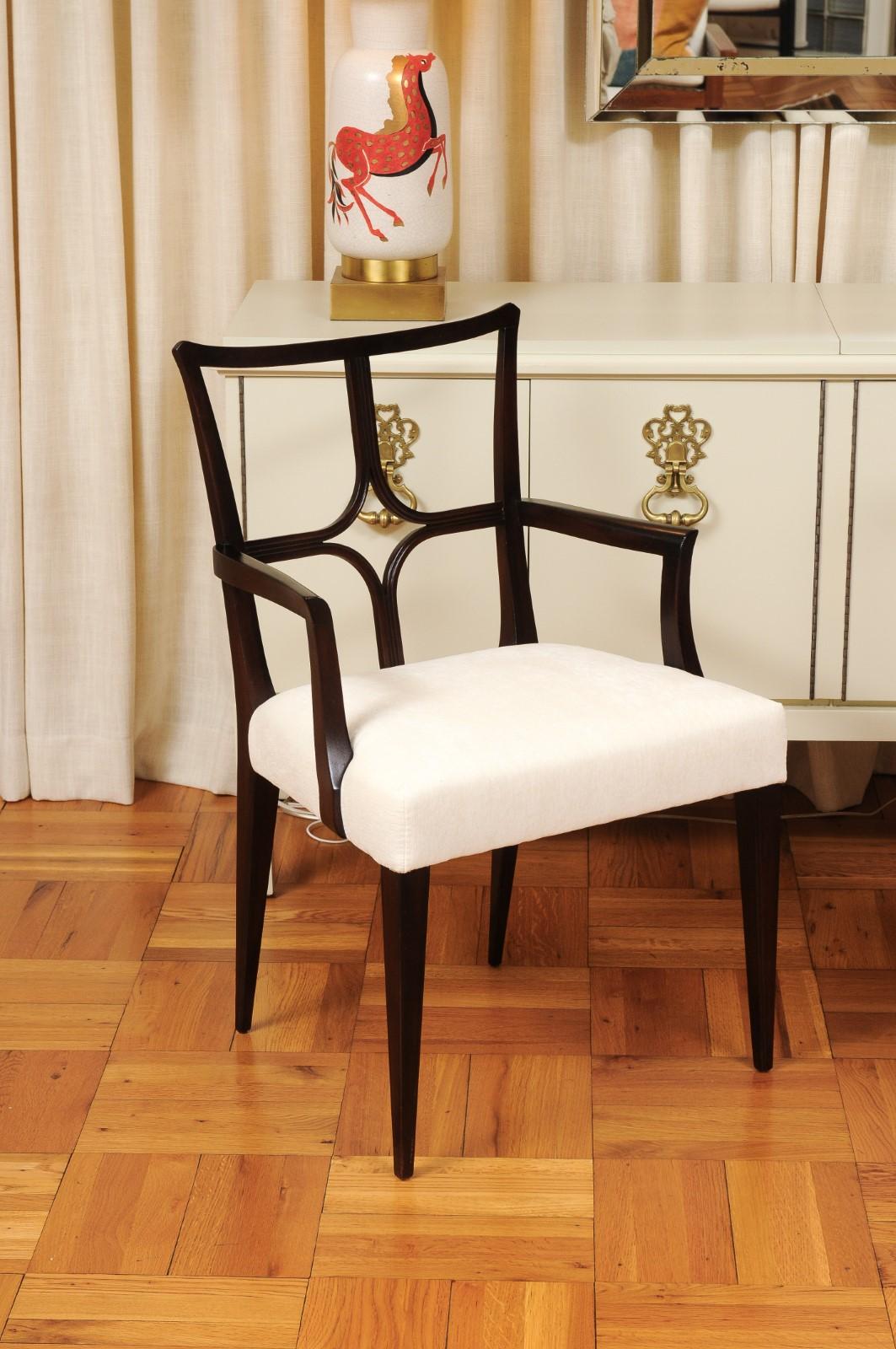 Mid-Century Modern Sophisticated ALL ARM Set of 12 Star Back Chairs in Espresso by Tommi Parzinger For Sale
