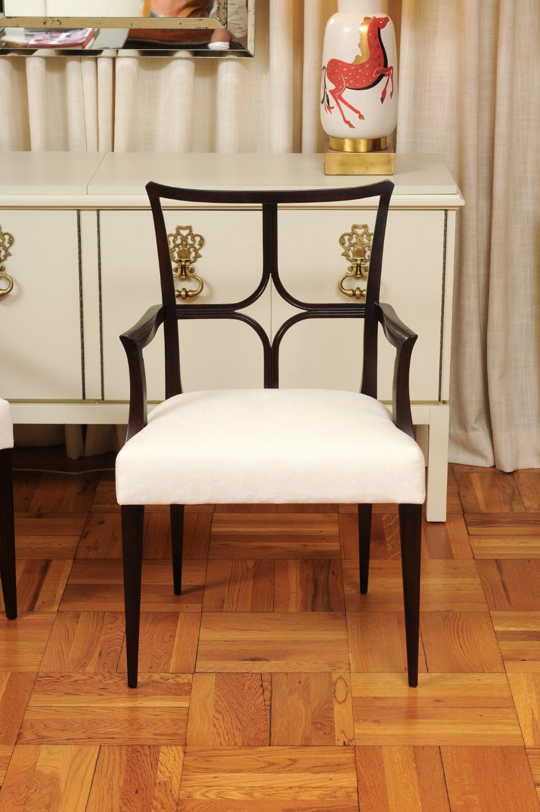 American Sophisticated ALL ARM Set of 12 Star Back Chairs in Espresso by Tommi Parzinger For Sale
