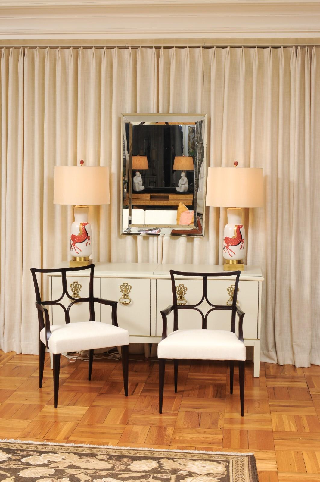 Sophisticated ALL ARM Set of 12 Star Back Chairs in Espresso by Tommi Parzinger In Excellent Condition For Sale In Atlanta, GA