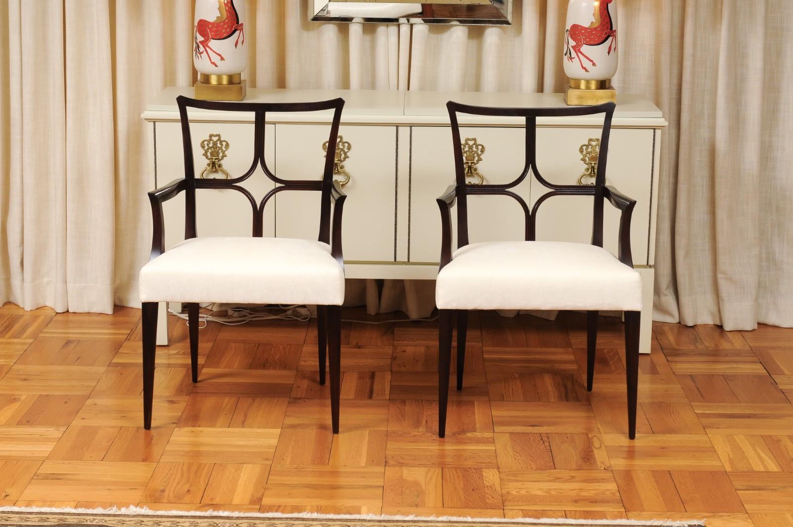 Mid-20th Century Sophisticated ALL ARM Set of 12 Star Back Chairs in Espresso by Tommi Parzinger For Sale