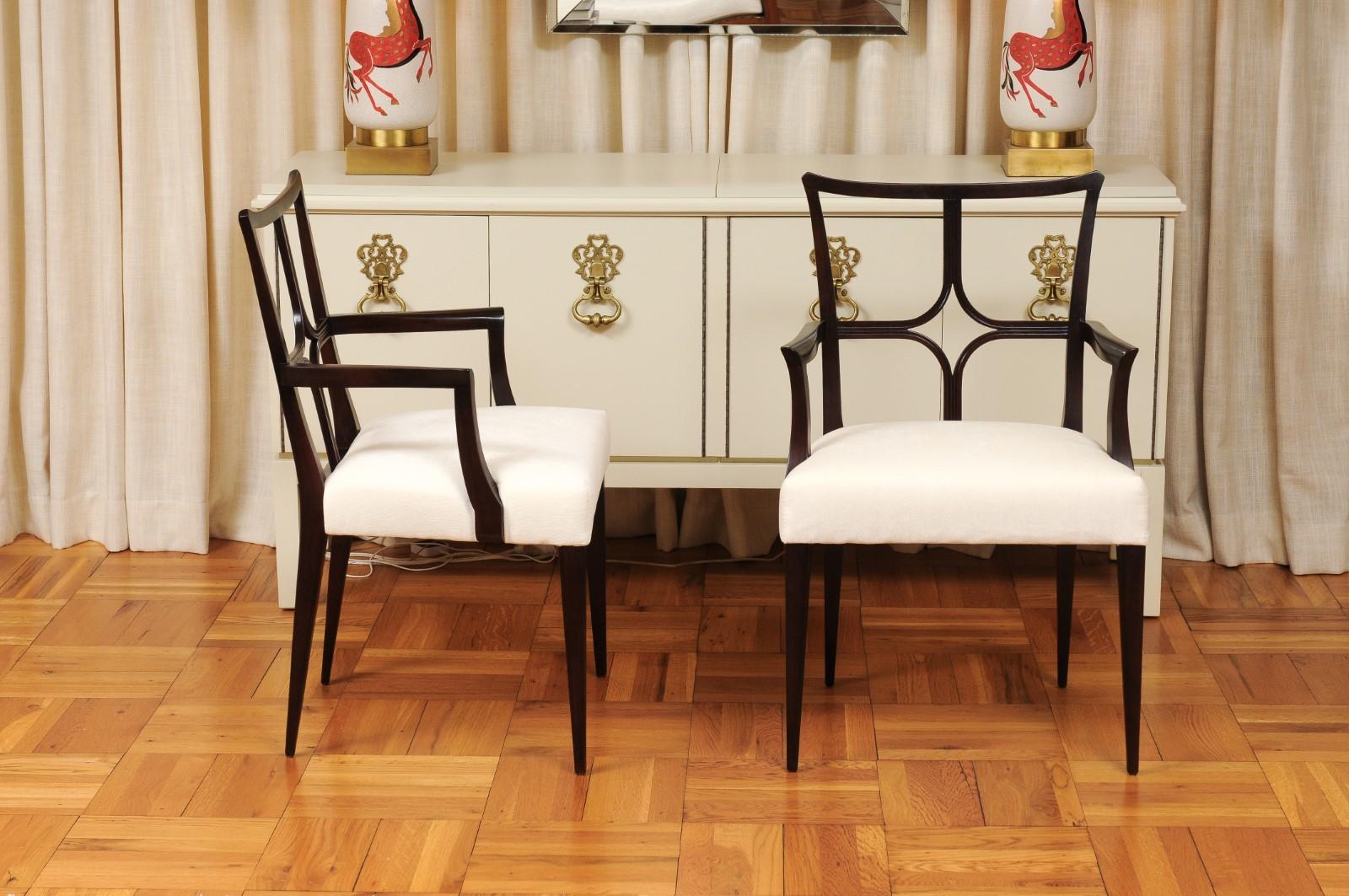 Mahogany Sophisticated ALL ARM Set of 12 Star Back Chairs in Espresso by Tommi Parzinger For Sale