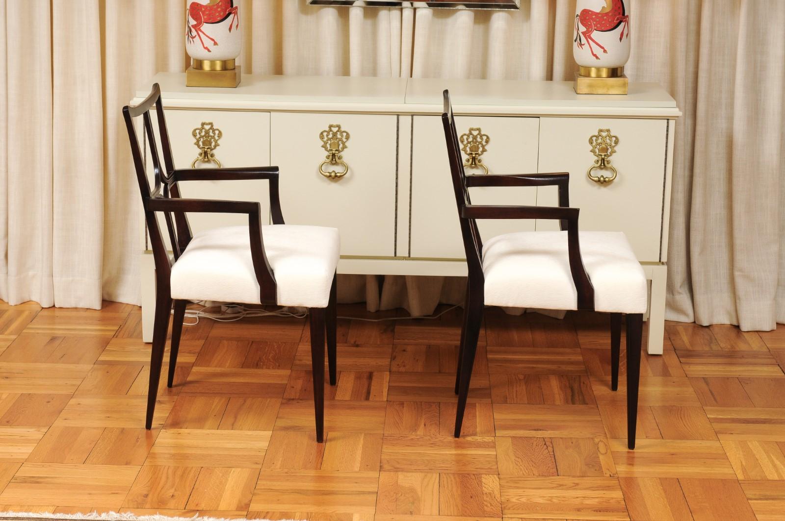 Sophisticated ALL ARM Set of 12 Star Back Chairs in Espresso by Tommi Parzinger For Sale 1