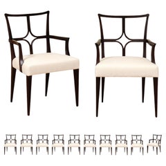 Sophisticated ALL ARM Set of 12 Star Back Chairs in Espresso by Tommi Parzinger
