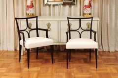 Sophisticated ALL ARM Set of 8 Star Back Chairs in Espresso by Tommi Parzinger
