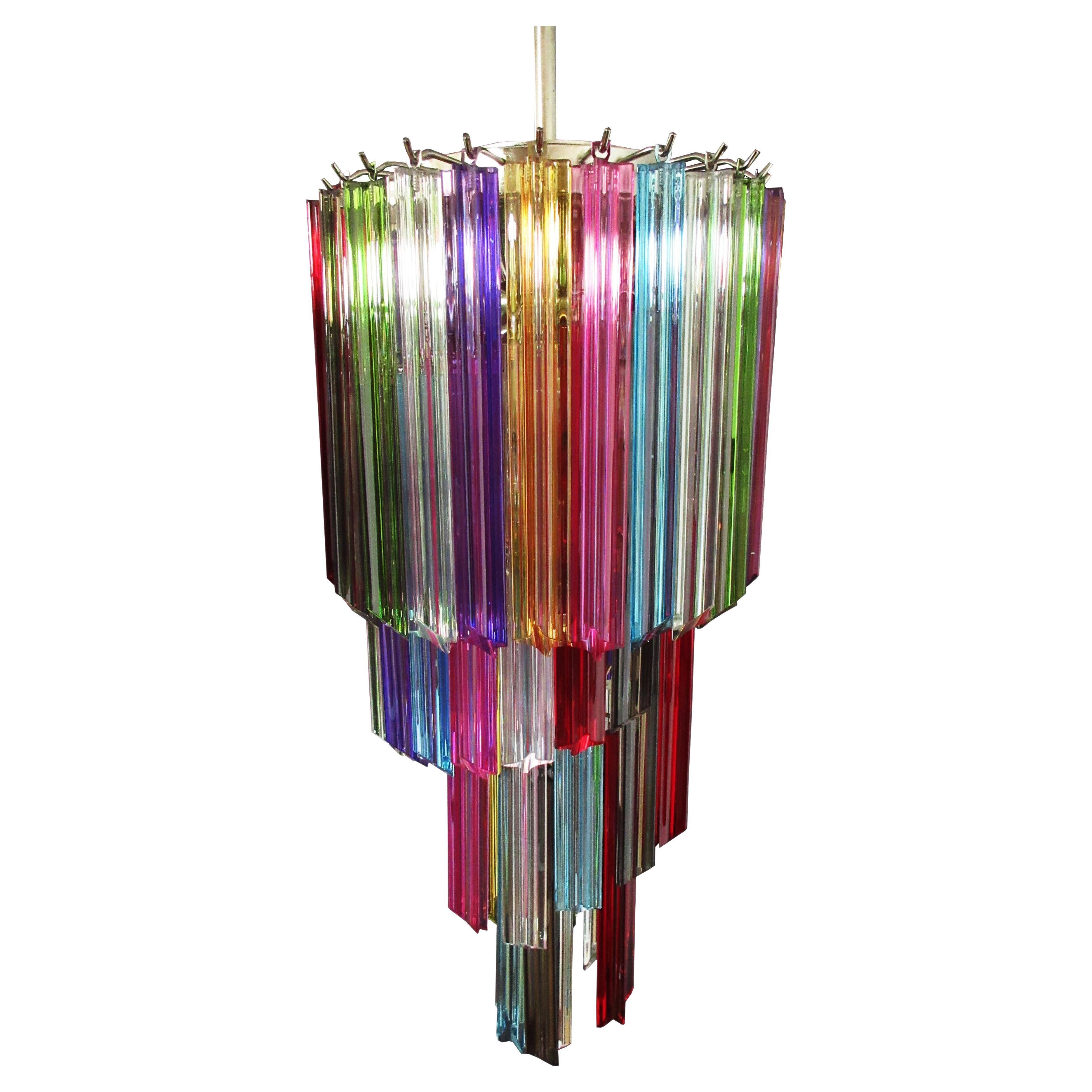 Sophisticated and Amazing Multicolored Arlecchino Murano Chandelier For Sale
