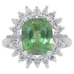 Sophisticated and Rare Color 4.33ct Garnet and Diamonds Cluster Ring