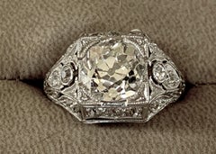 Art Deco Vintage Platinum 2.53ct Diamond Solitaire Ring, Circa 1920, Women's