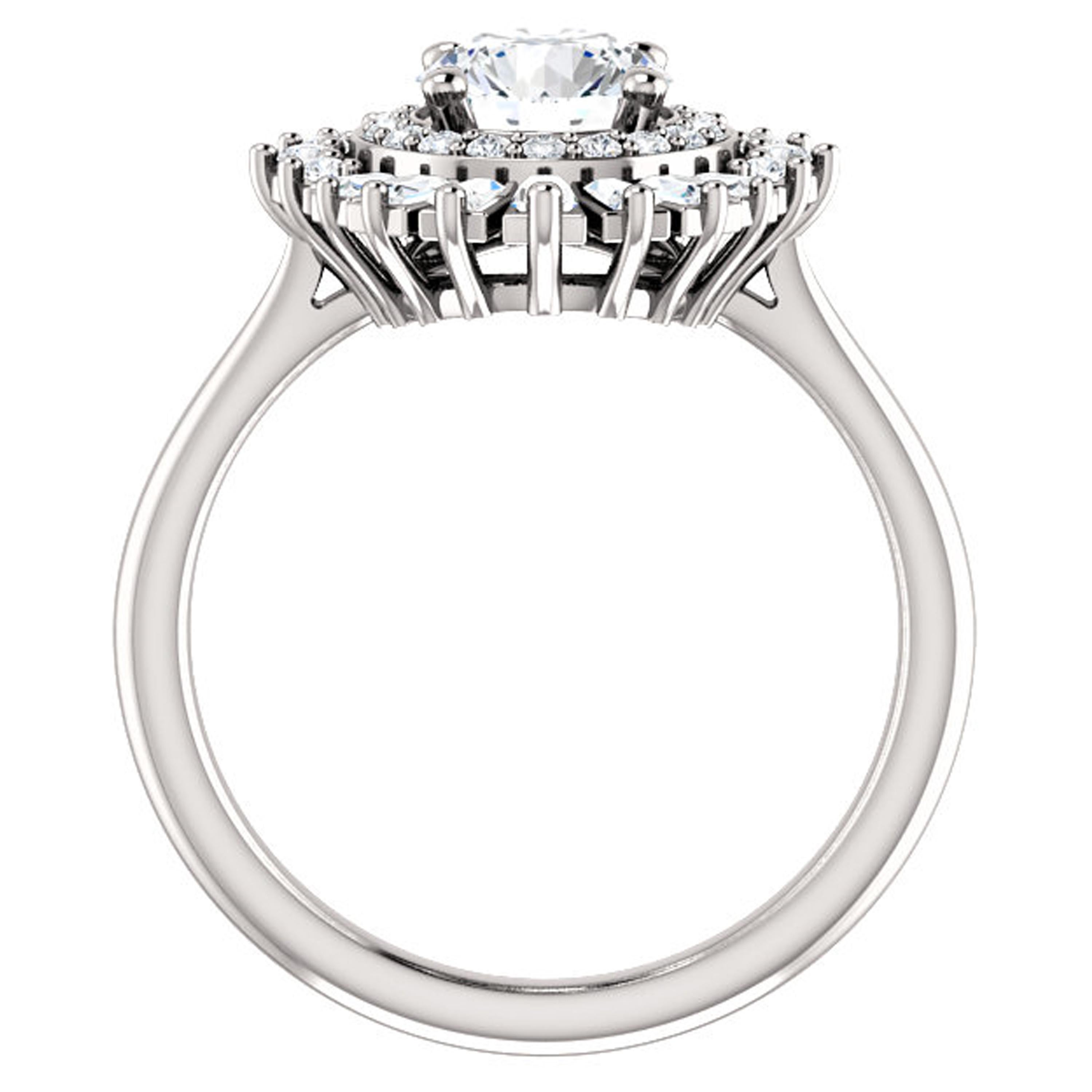 baguette halo engagement ring