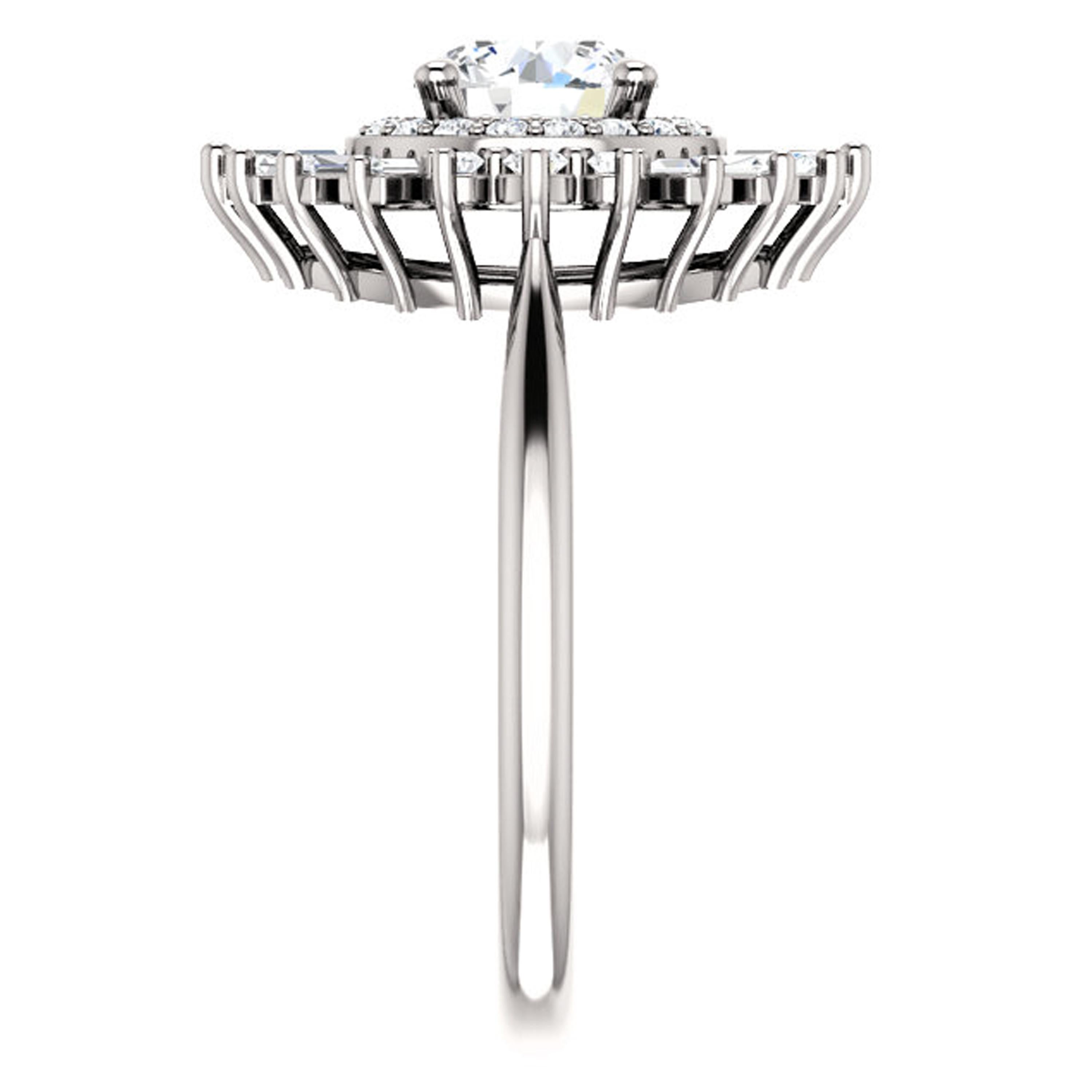 round diamond with baguette halo