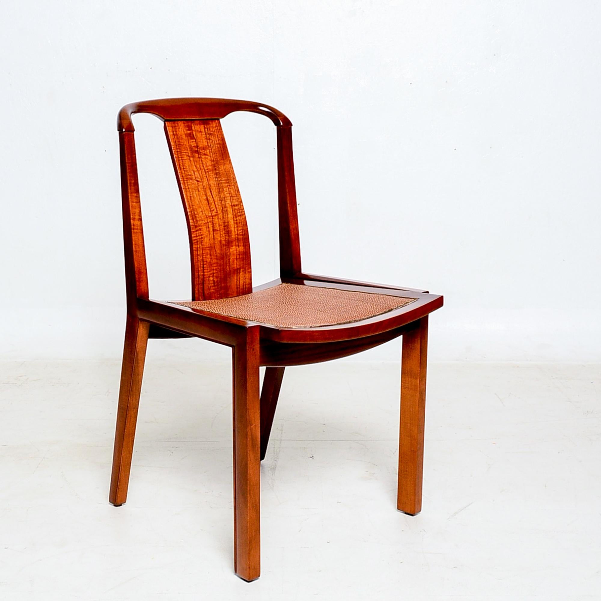Mid-Century Modern Sophisticated Baker Sculptural Walnut Wood Dining Chairs by Michael Taylor 1950s