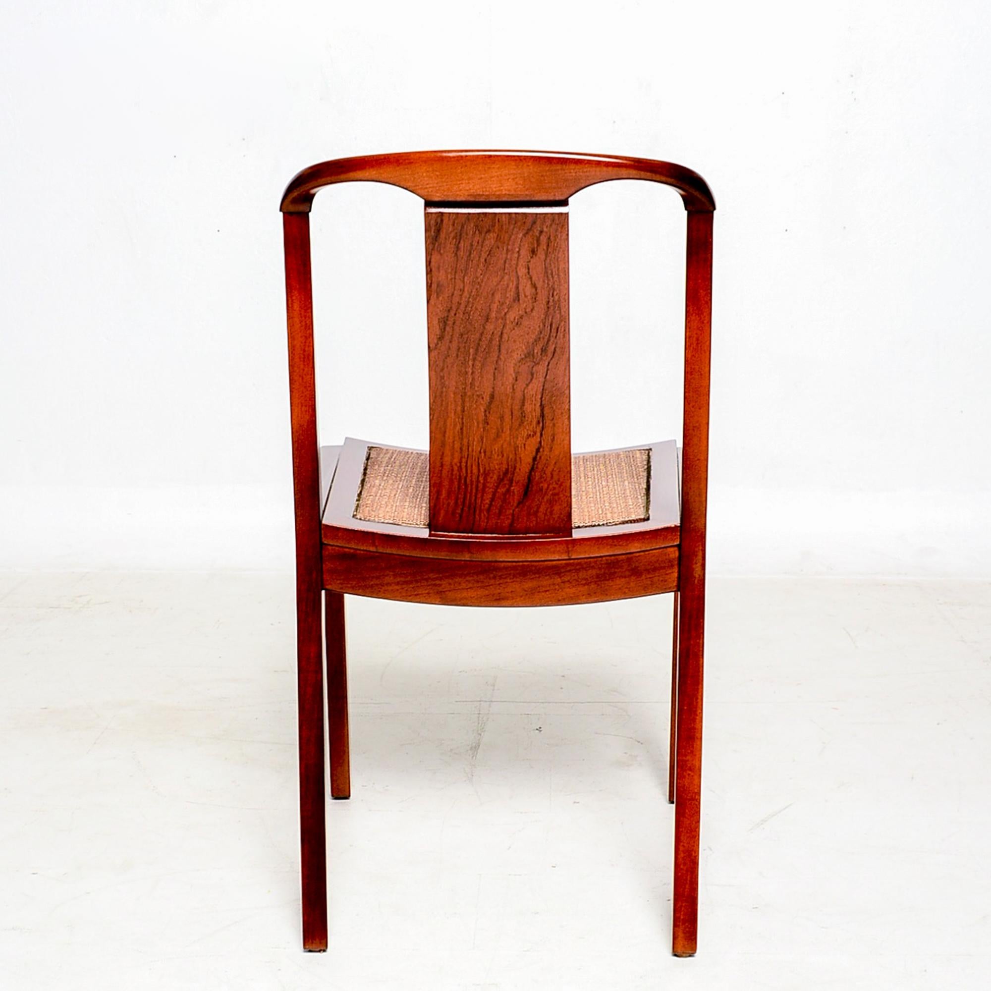 Mid-20th Century Sophisticated Baker Sculptural Walnut Wood Dining Chairs by Michael Taylor 1950s